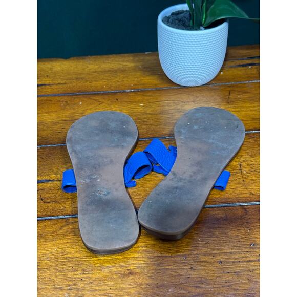 Tory Burch Moore Blue Leather Sandals Thongs Flats size 9 - Picture 6 of 6